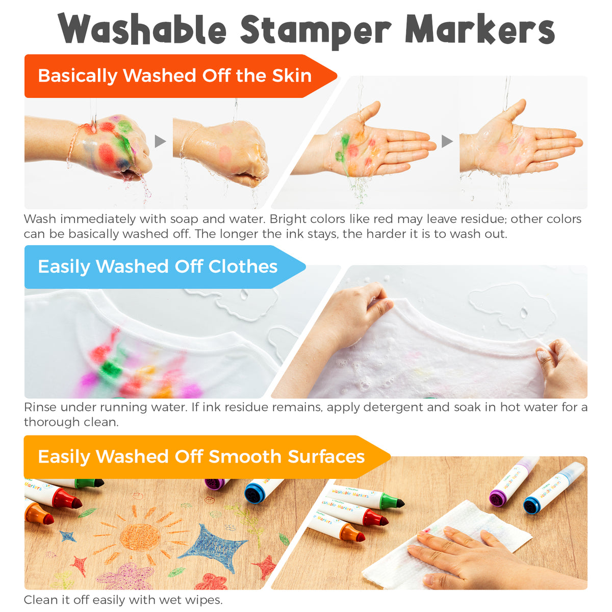 Ohuhu Customer Favorite - Washable Stamper Kids Dual Tips Water-based Markers