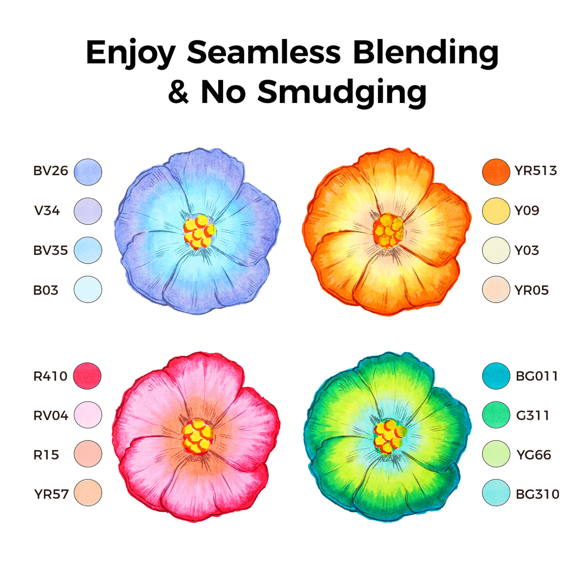 Ohuhu Best Seller - Honolulu Plus Series Supreme Rubber Brush Tip Markers