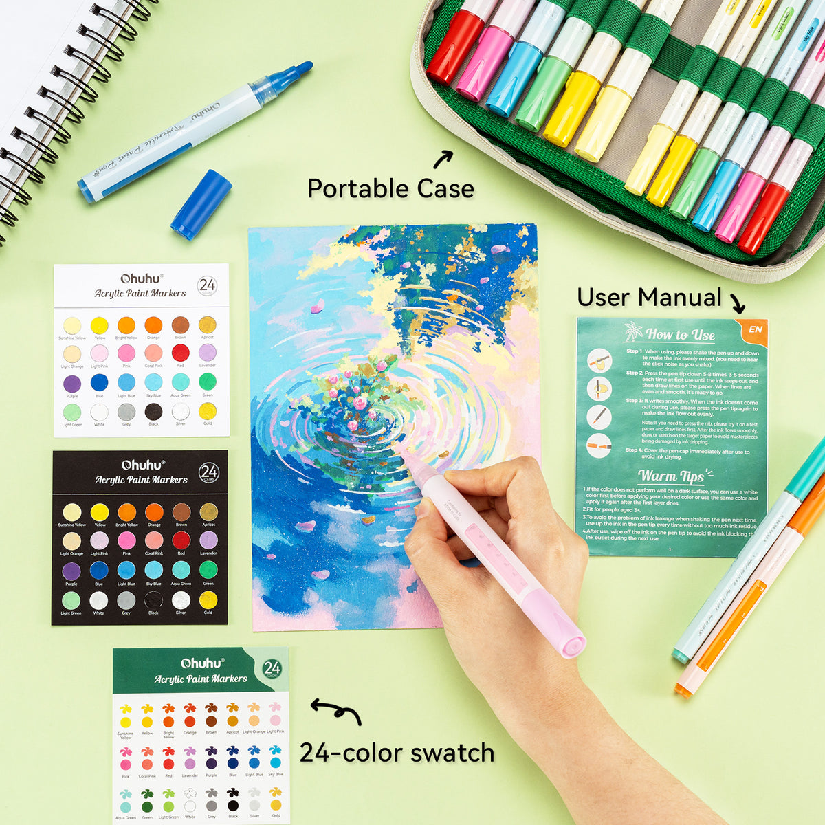 Ohuhu Trusted - Acrylic Markers 24 Colors 48 Pack