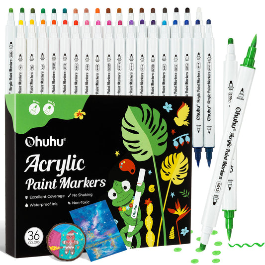Ohuhu Recommended - Acrylic Paint Markers Cotton-core 36 Colors - Akaka