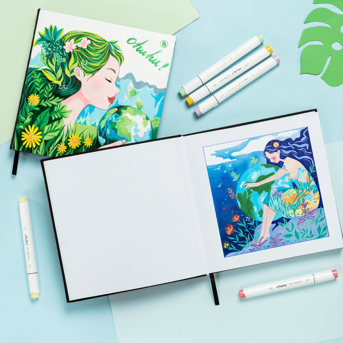 Ohuhu Deals - Bleedproof Double-Sided Marker Pad with PU Cover