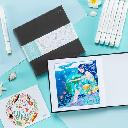 Ohuhu Deals - Bleedproof Double-Sided Marker Pad with PU Cover