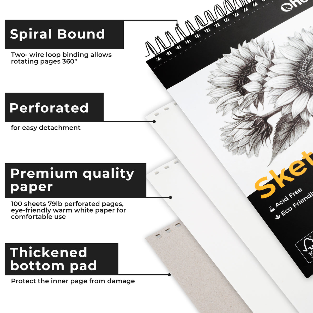 Ohuhu Best Price - Tear Resistant Bamboo Fiber Drawing Sketchbook