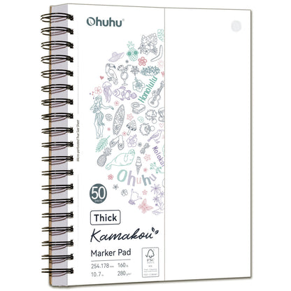 Ohuhu Special Offer - Heavyweight Bleedproof Double-Sided Marker Pad, Spiral-Bound - Kamakou