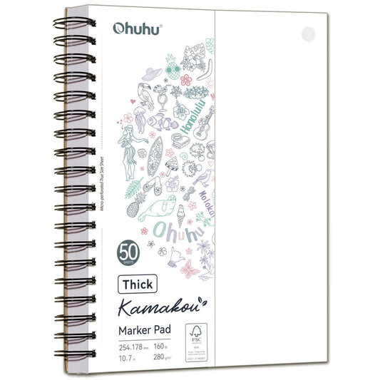 Ohuhu Special Offer - Heavyweight Bleedproof Double-Sided Marker Pad, Spiral-Bound - Kamakou