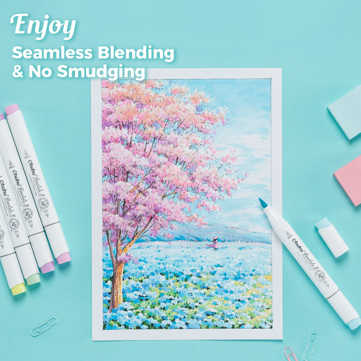 Ohuhu Special Offer - Heavyweight Bleedproof Double-Sided Marker Pad, Spiral-Bound - Kamakou