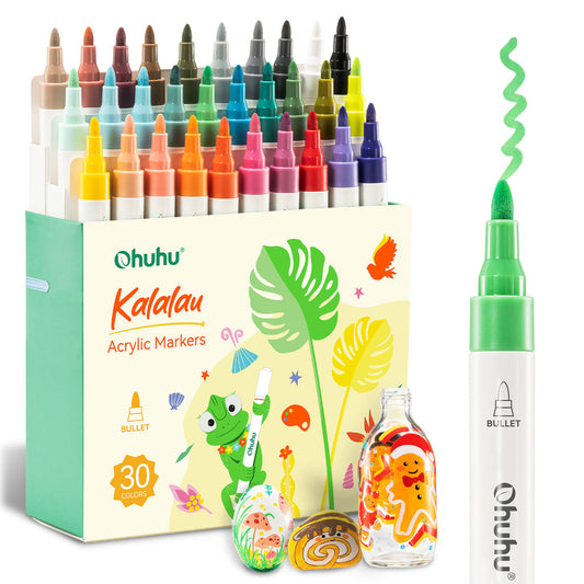 Ohuhu Top Pick - Cotton-Core Acrylic Markers 30 Colors - Kalalau