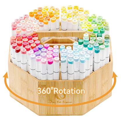 Ohuhu Customer Favorite - 360° Bamboo Rotating Marker Organizer