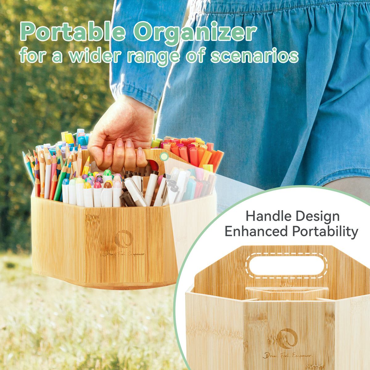Ohuhu Customer Favorite - 360° Bamboo Rotating Marker Organizer