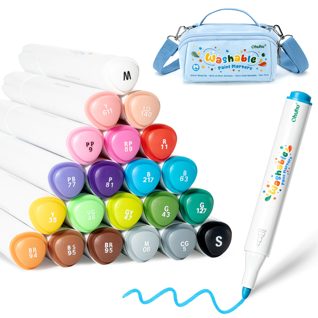 Ohuhu Smart Buy - Washable Acrylic Paint Markers for Kids Bullet Tip