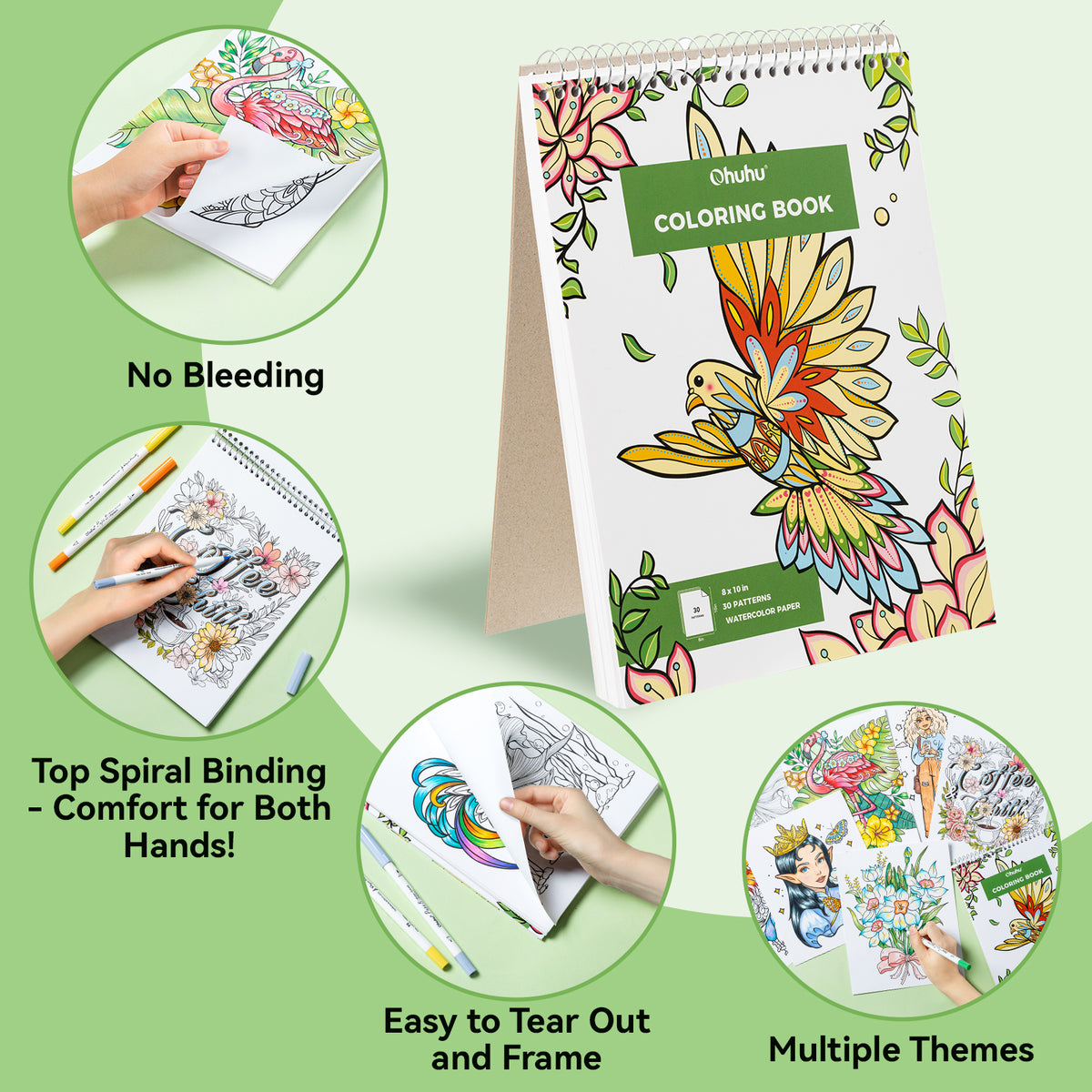 Ohuhu Signature - Pupe B 40 Paper-friendly (No Peeling)  Markers＆ Coloring Book Set