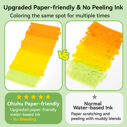 Ohuhu Signature - Pupe B 40 Paper-friendly (No Peeling)  Markers＆ Coloring Book Set