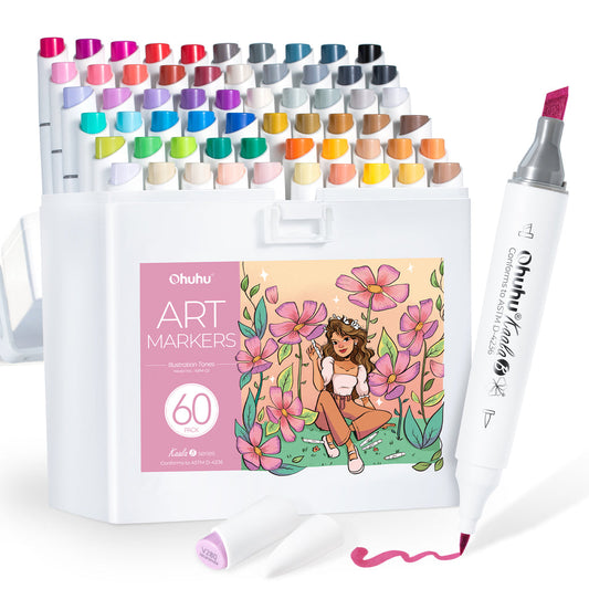 Ohuhu Smart Buy - Kaala B Dual Tips Alcohol Art Markers, Slim Broad & Mini Brush