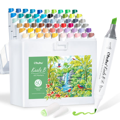 Ohuhu Smart Buy - Kaala B Dual Tips Alcohol Art Markers, Slim Broad & Mini Brush