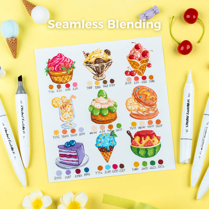 Ohuhu Smart Buy - Kaala B Dual Tips Alcohol Art Markers, Slim Broad & Mini Brush