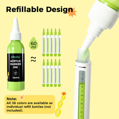 Ohuhu Recommended - Acrylic Paint Markers Refillable 36 Colors – Hanauma