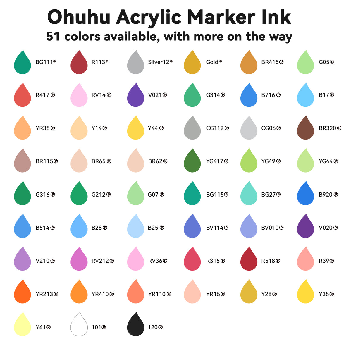 Ohuhu Customer Favorite - Acrylic Marker Ink Refill for Mauna Kea & Hanauma Series