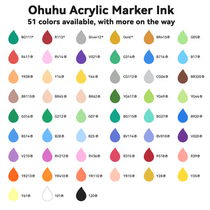 Ohuhu Customer Favorite - Acrylic Marker Ink Refill for Mauna Kea & Hanauma Series