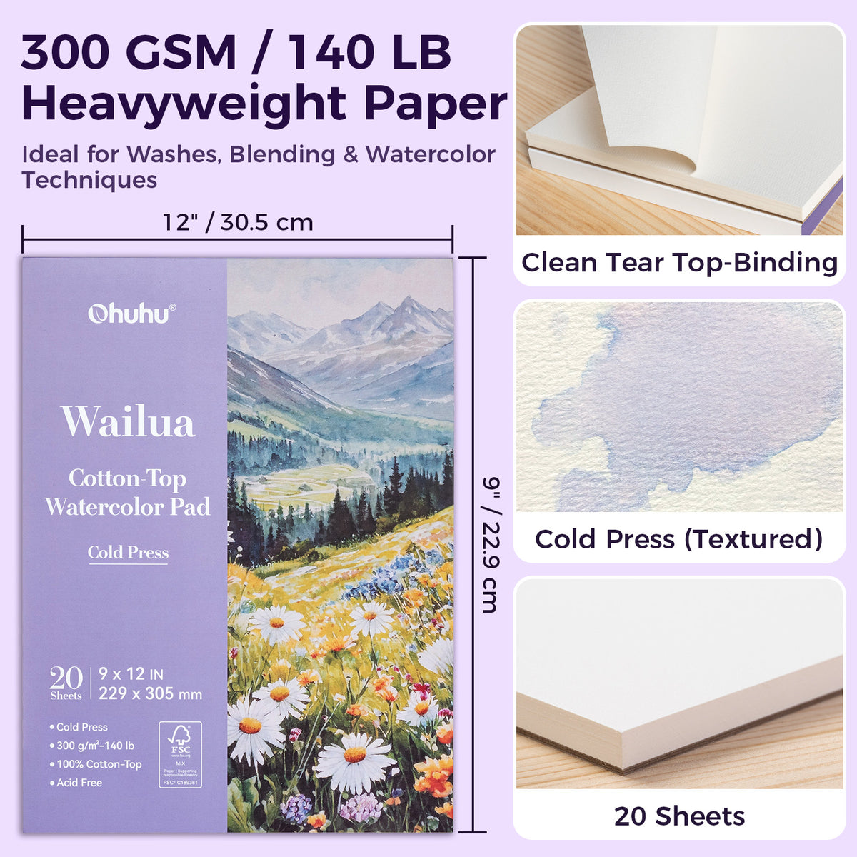 Ohuhu Trending - Wailua Cotton-Top Watercolor Pad