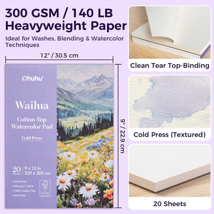 Ohuhu Trending - Wailua Cotton-Top Watercolor Pad