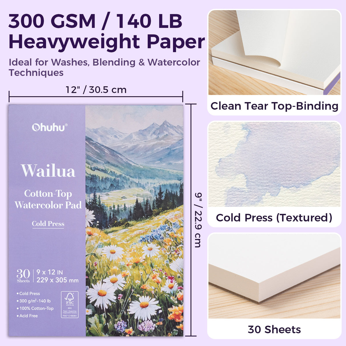 Ohuhu Trending - Wailua Cotton-Top Watercolor Pad