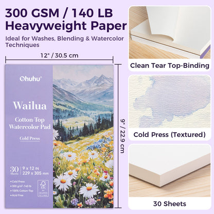 Ohuhu Trending - Wailua Cotton-Top Watercolor Pad