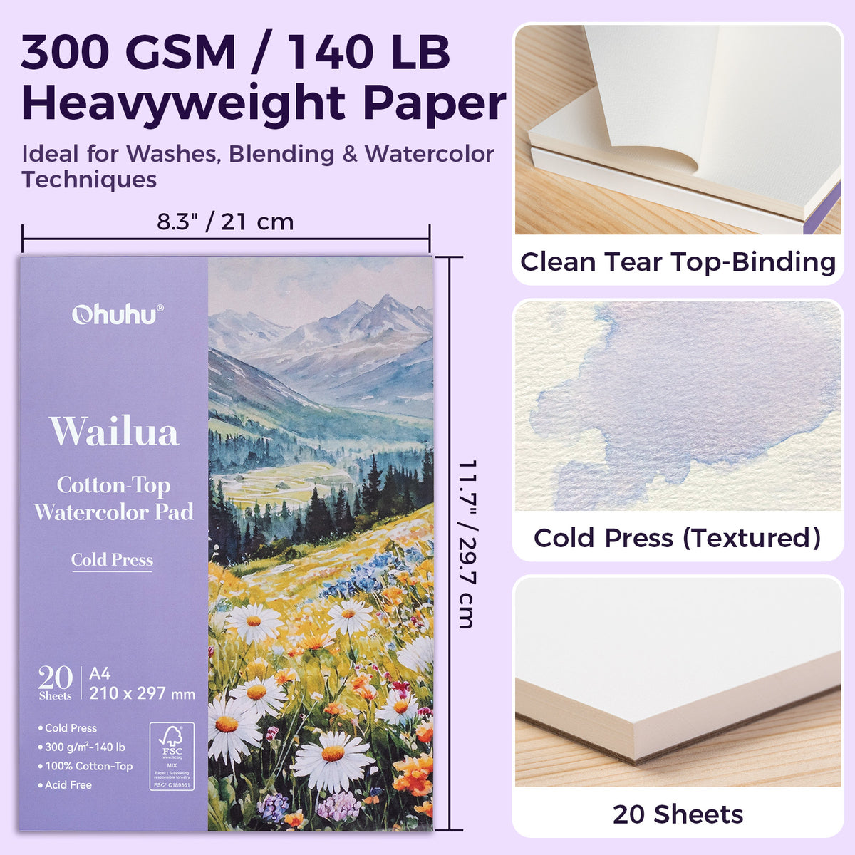 Ohuhu Trending - Wailua Cotton-Top Watercolor Pad