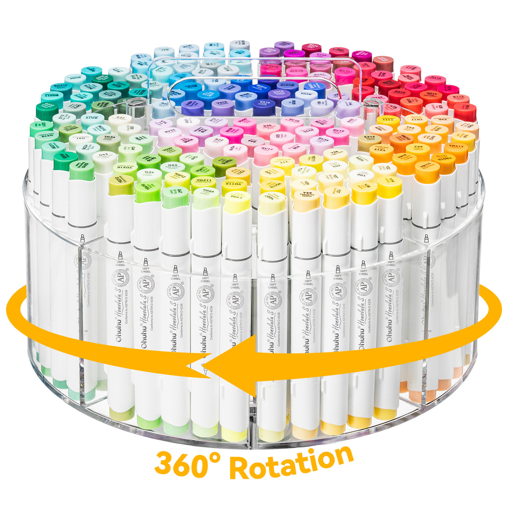 Ohuhu Recommended - 360° Rotating Clear Acrylic Marker Organizer