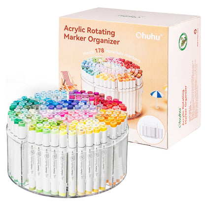 Ohuhu Recommended - 360° Rotating Clear Acrylic Marker Organizer