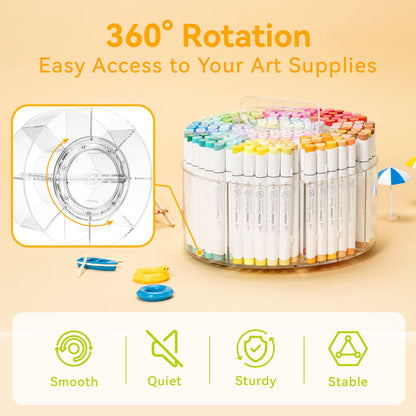 Ohuhu Recommended - 360° Rotating Clear Acrylic Marker Organizer