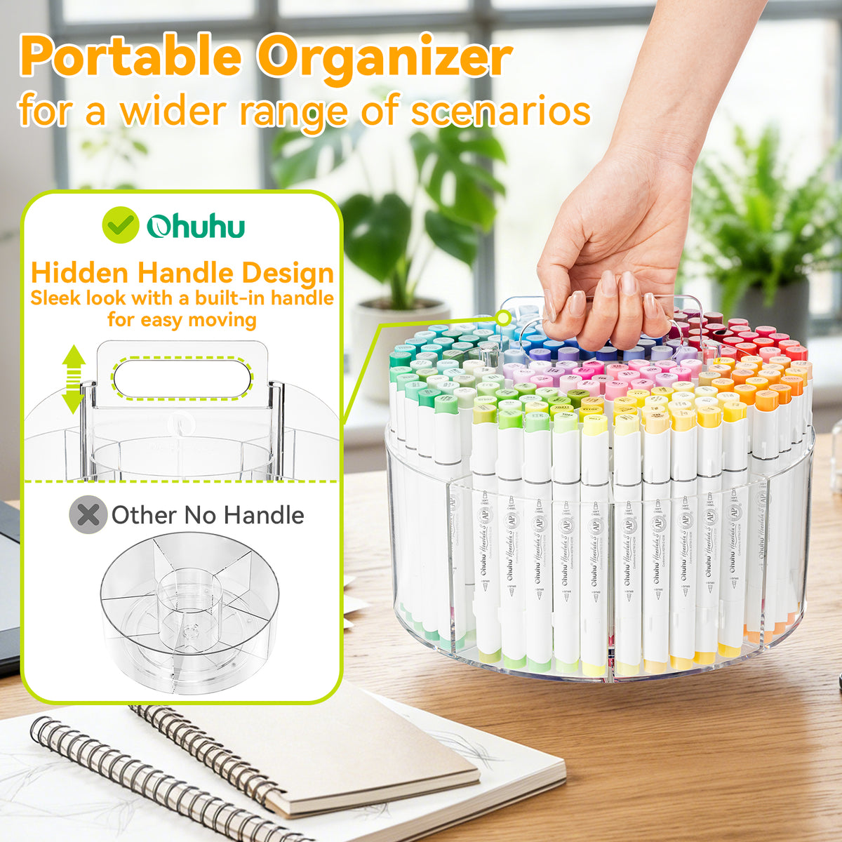 Ohuhu Recommended - 360° Rotating Clear Acrylic Marker Organizer
