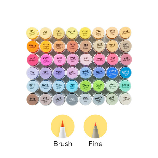 Ohuhu Quality - Honolulu 48 Mid-tone Colors Dual Tips Alcohol Art Markers (New Color Codes)