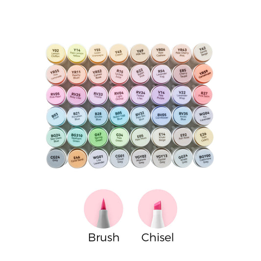 Ohuhu Great Value - Honolulu 48 Pastel Colors Dual Tips Alcohol Art Markers-Sweetness (New Color Codes)