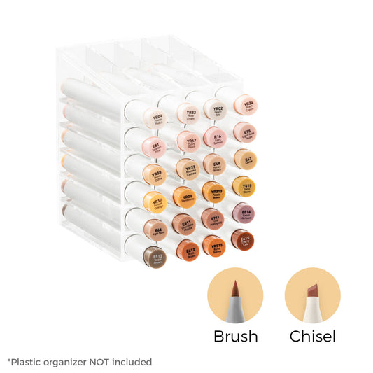 Ohuhu Latest - Honolulu 24 Skin Tone Colors Dual Tips Portrait Alcohol Art Markers (New Color Codes)