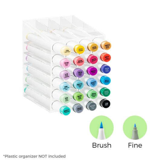 Ohuhu Latest - Honolulu 24 Basic Colors Dual Tips Alcohol Art Markers (New Color Codes)