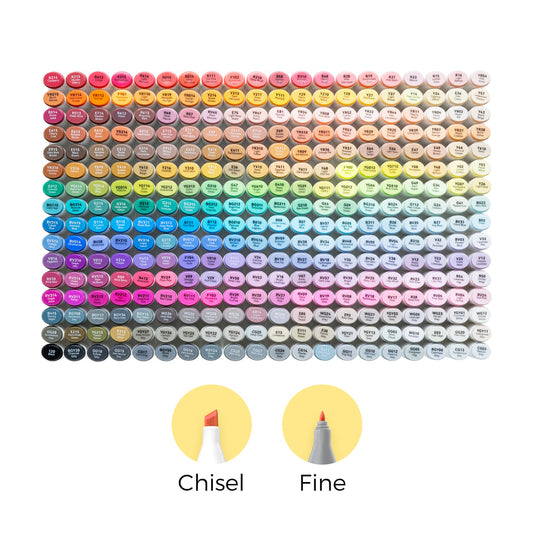 Ohuhu New - Oahu 320 Colors Dual Tips Alcohol Art Markers, Fine & Chisel (New Color Codes)