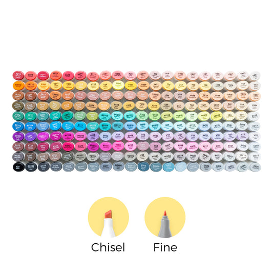 Ohuhu Best Seller - Oahu 200 Colors Dual Tips Alcohol Art Markers, Fine & Chisel