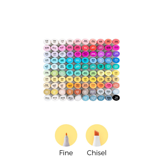 Ohuhu Recommended - Oahu 100 Colors Dual Tips Alcohol Art Markers, Fine & Chisel