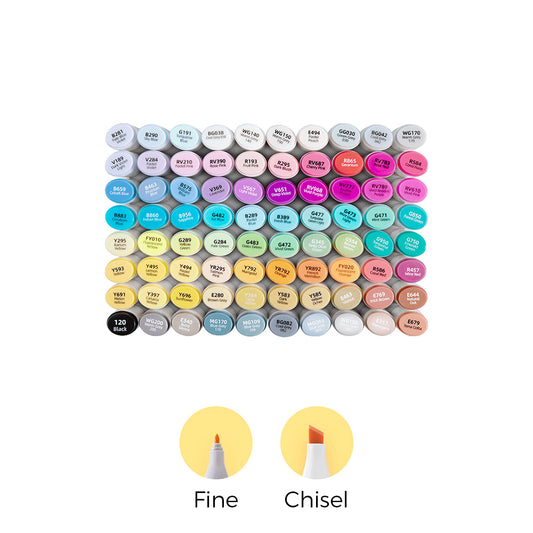 Ohuhu Popular - Oahu 80 Colors Dual Tips Alcohol Art Markers, Fine & Chisel