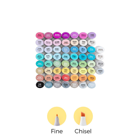Ohuhu Customer Favorite - Oahu 60 Colors Dual Tips Alcohol Art Markers, Fine & Chisel