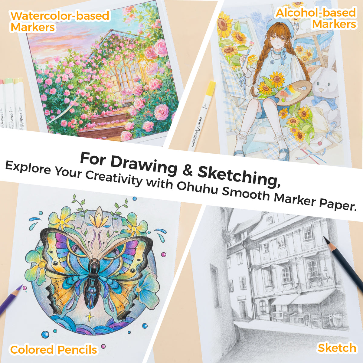 Ohuhu Best Seller - Marker Pads Art Sketchbooks for Markers, 2 Pack