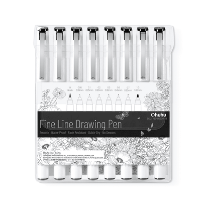 Ohuhu Exclusive - Fineliner Drawing Pen, 8 Pack