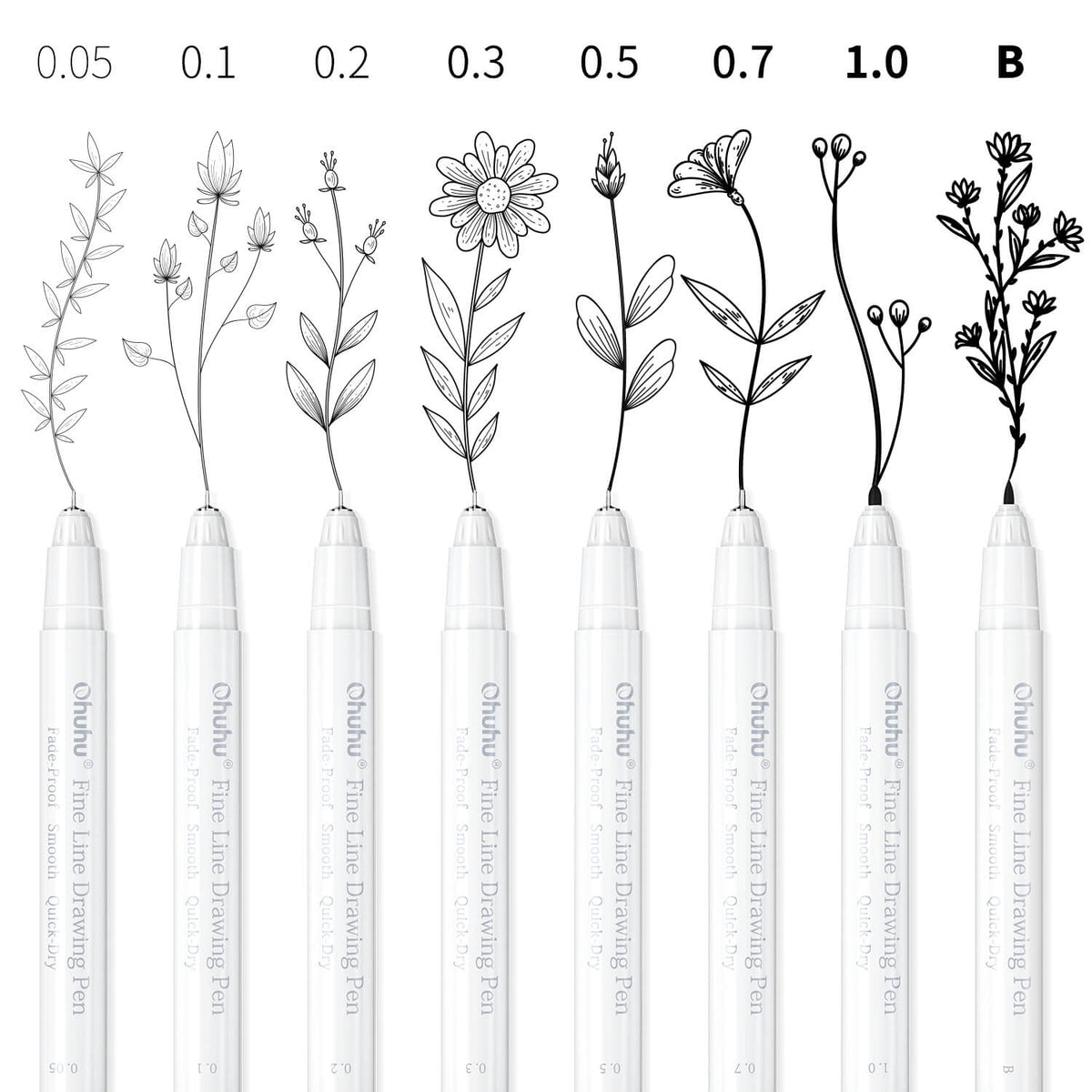 Ohuhu Exclusive - Fineliner Drawing Pen, 8 Pack