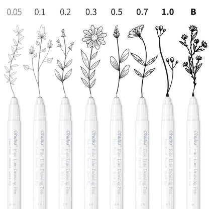 Ohuhu Exclusive - Fineliner Drawing Pen, 8 Pack