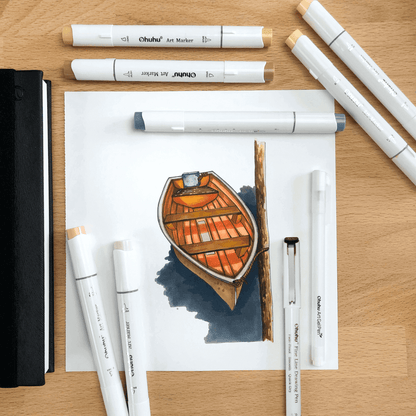 Ohuhu Exclusive - Fineliner Drawing Pen, 8 Pack