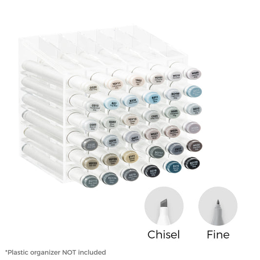 Ohuhu Value - Oahu 36 Gray Tone Colors Dual Tips Alcohol Art Markers Set, Fine & Chisel