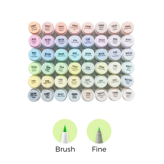 Ohuhu Signature - Honolulu New 48 Pastel Colors Dual Tips Alcohol Art Markers - Blossoming (New Color Codes)