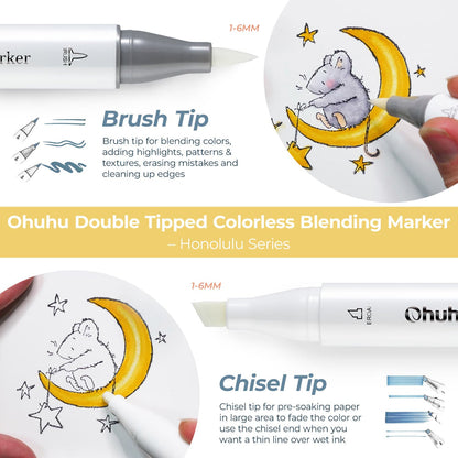 Ohuhu Value - Honolulu Colorless Blender Marker - Pack of 6