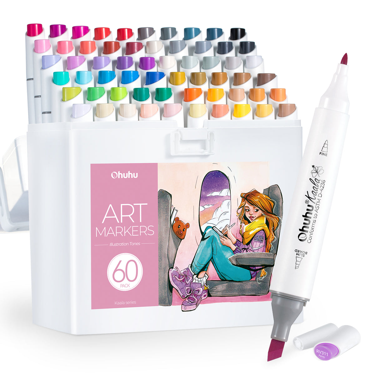 Ohuhu Featured - Kaala Five Tones Slim Broad and Fine Dual Tips Alcohol Art Markers