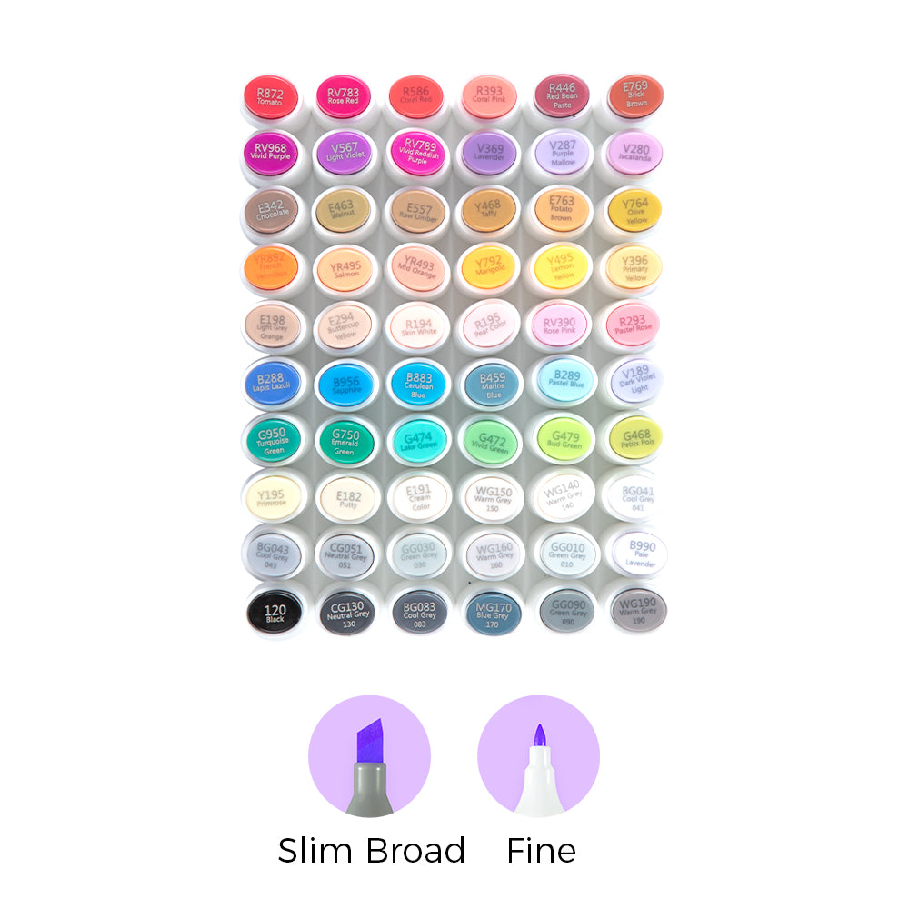 Ohuhu Featured - Kaala Five Tones Slim Broad and Fine Dual Tips Alcohol Art Markers